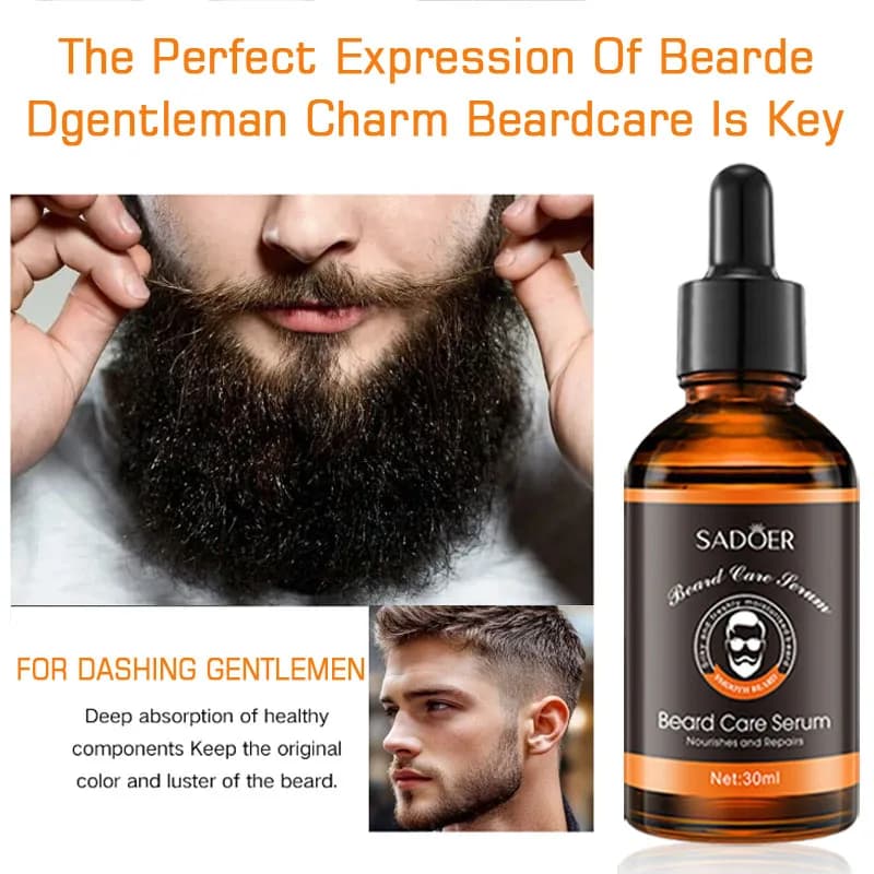 Kit de soin et de beauté pour barbe SADOER pour hommes, hydratation intense, riche en nutriments, essence capillaire intensive, lisse et stylée