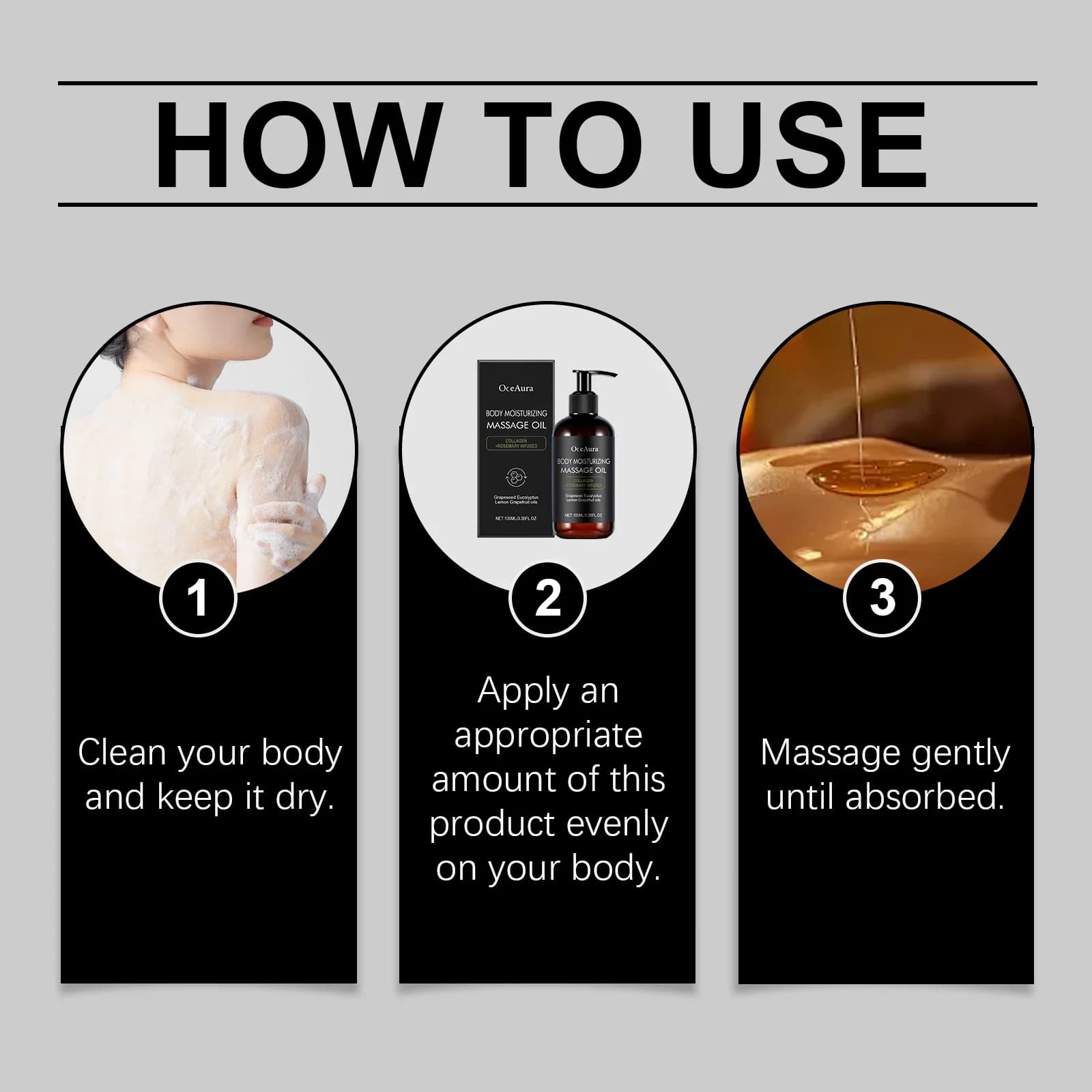 Huile de Massage hydratante pour le corps, nourrissante, lissante, raffermissante, apaisante, éclaircissante, réduit les rides, huile de Massage pour le corps douce