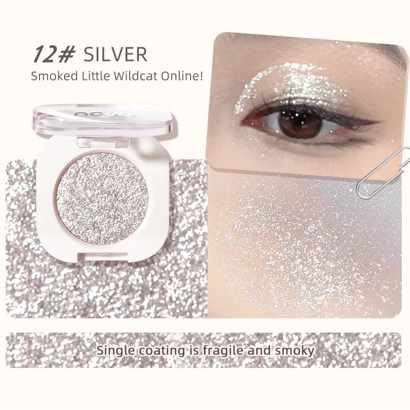 Diamant argent fard à paupières durable imperméable Monochrome brillant maquillage des yeux Palette miroitant mat gris rose marron ombre à paupières Cosmeti