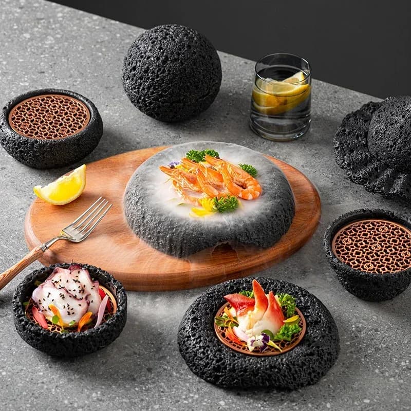 Bol d'exploration du planète bol moléculaire en vedette bol de glace sèche de cuisson disque de météorite créatif bols de vaisselle japonais ronds