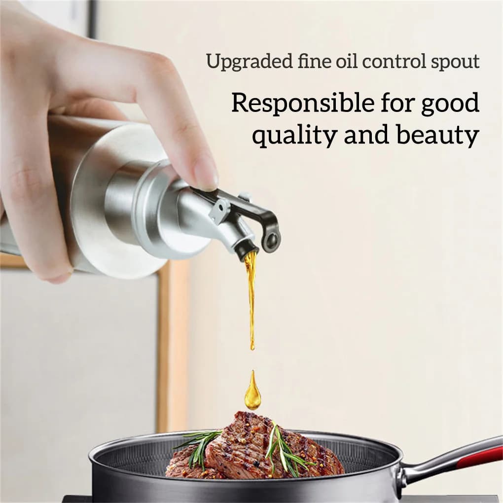 Bouteille d'huile d'olive en acier inoxydable, distributeur de Sauce anti-fuite, récipient transparent, peut outil d'assaisonnement, rôtissage, 290ml