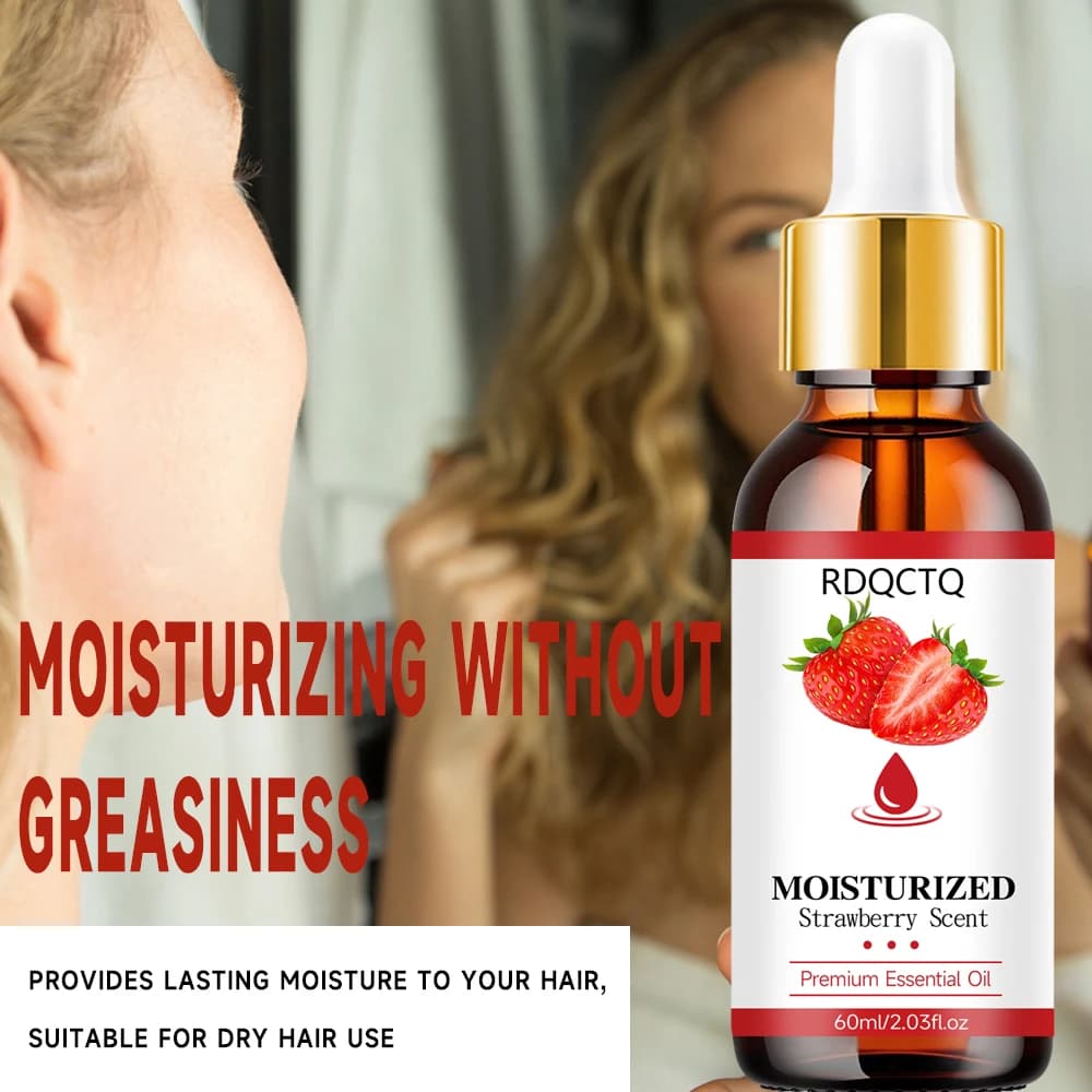 Huile essentielle hydratante parfumée à la fraise - Huile de massage corporelle hydratante au parfum fruité pour les soins de la peau sèche SPA relaxant