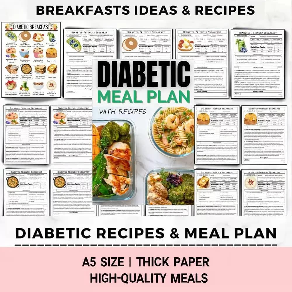 Livre professionnel de recettes et de plans repas pour diabétiques | Plan de régime de 7 jours pour le contrôle de la glycémie | Guide nutritionnel pour les diabétiques