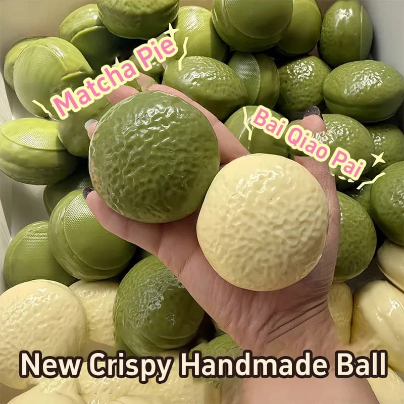 Balle anti-stress à presser artisanale et croustillante, saveur tarte au chocolat blanc matcha, balle sensorielle à presser, remplissage blocs de construction, ASMR