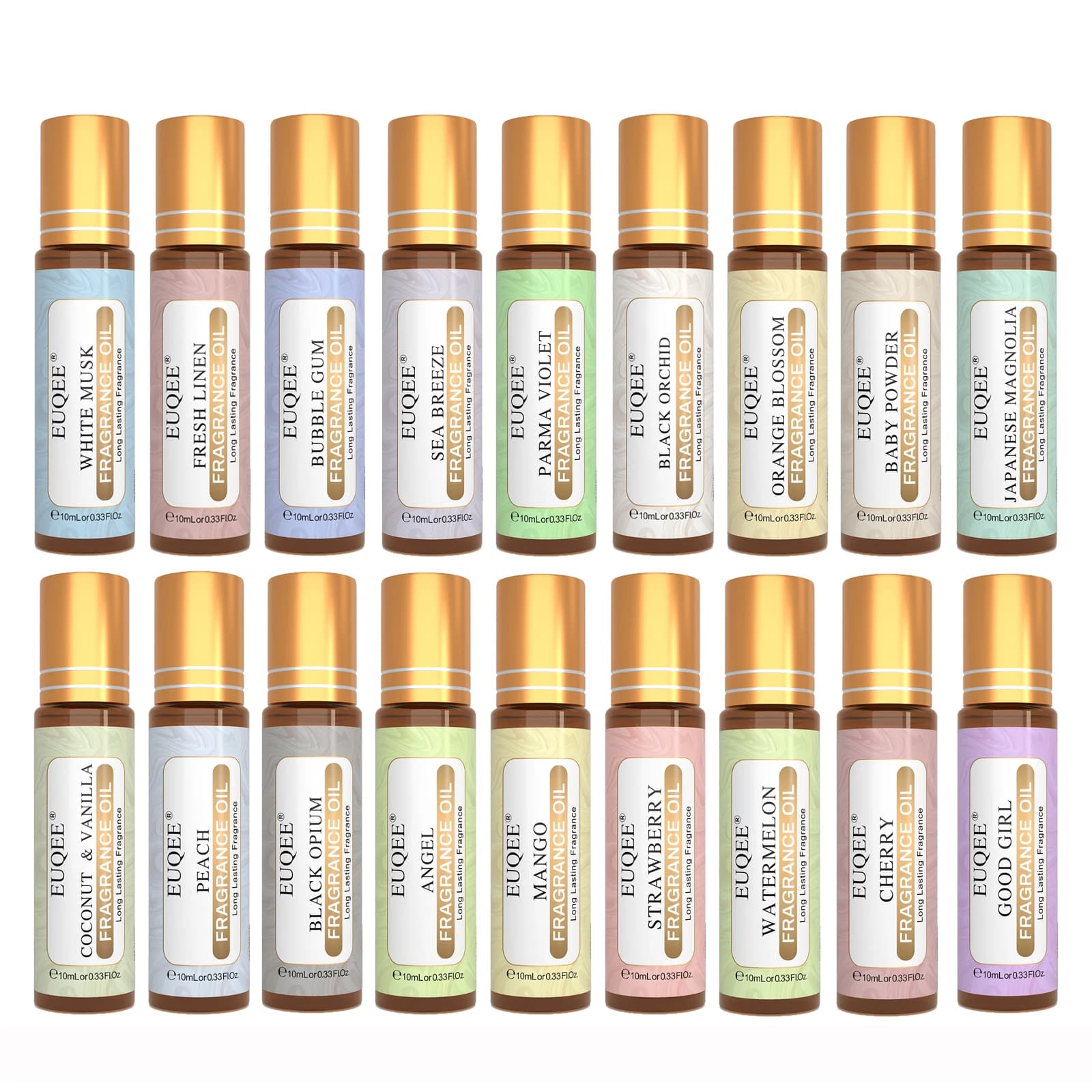 EUQEE-Roller Fragrance 173, Musc blanc, AMP et vanille, Aromathérapie, Bubble Gum Fragrance, Château, DIY Regina Candle, Bath Bombs, 10ml