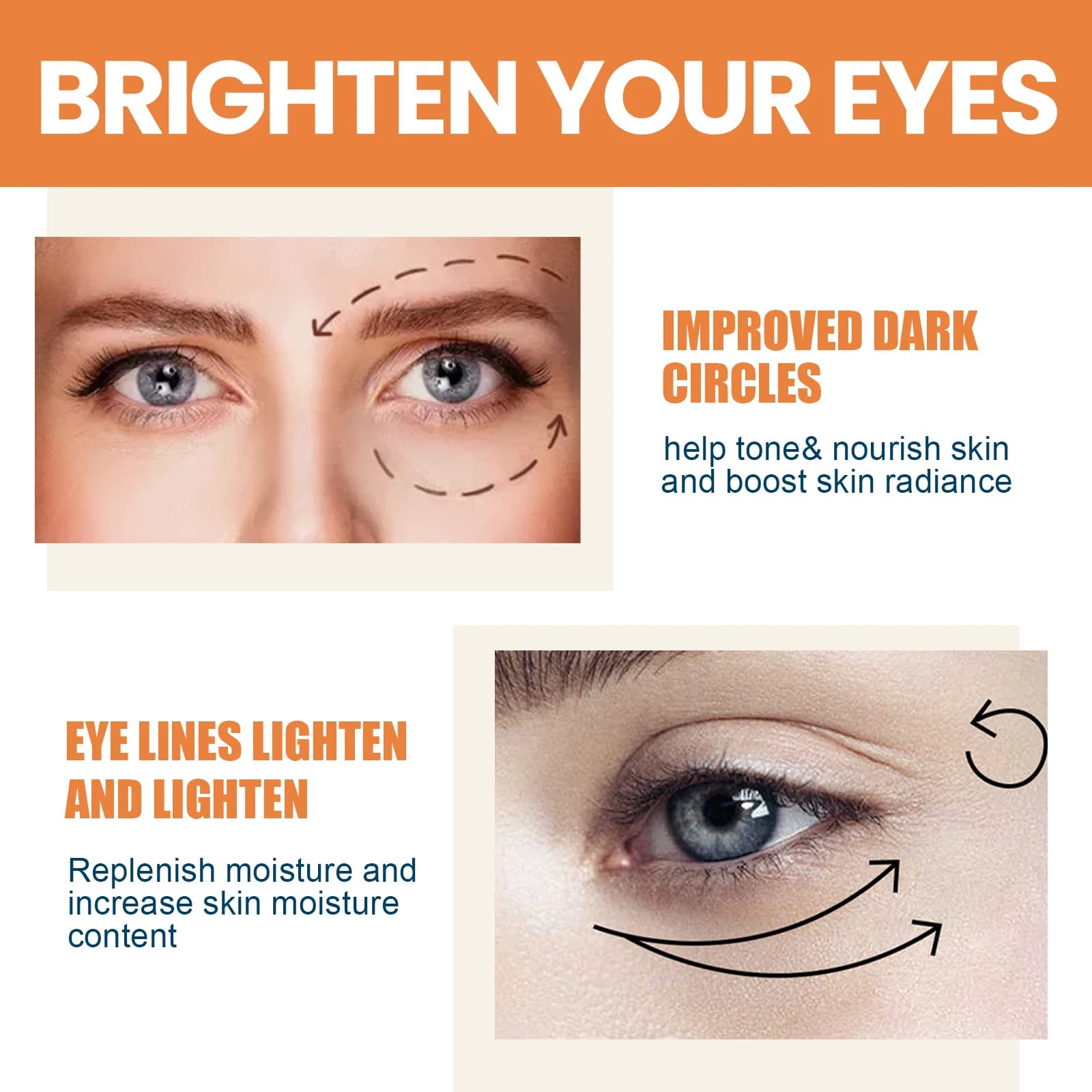 Baume pour les yeux à la vitamine C, hydratant, élimination des cernes, réduit les ridules, Anti-poches, crème éclaircissante pour les yeux
