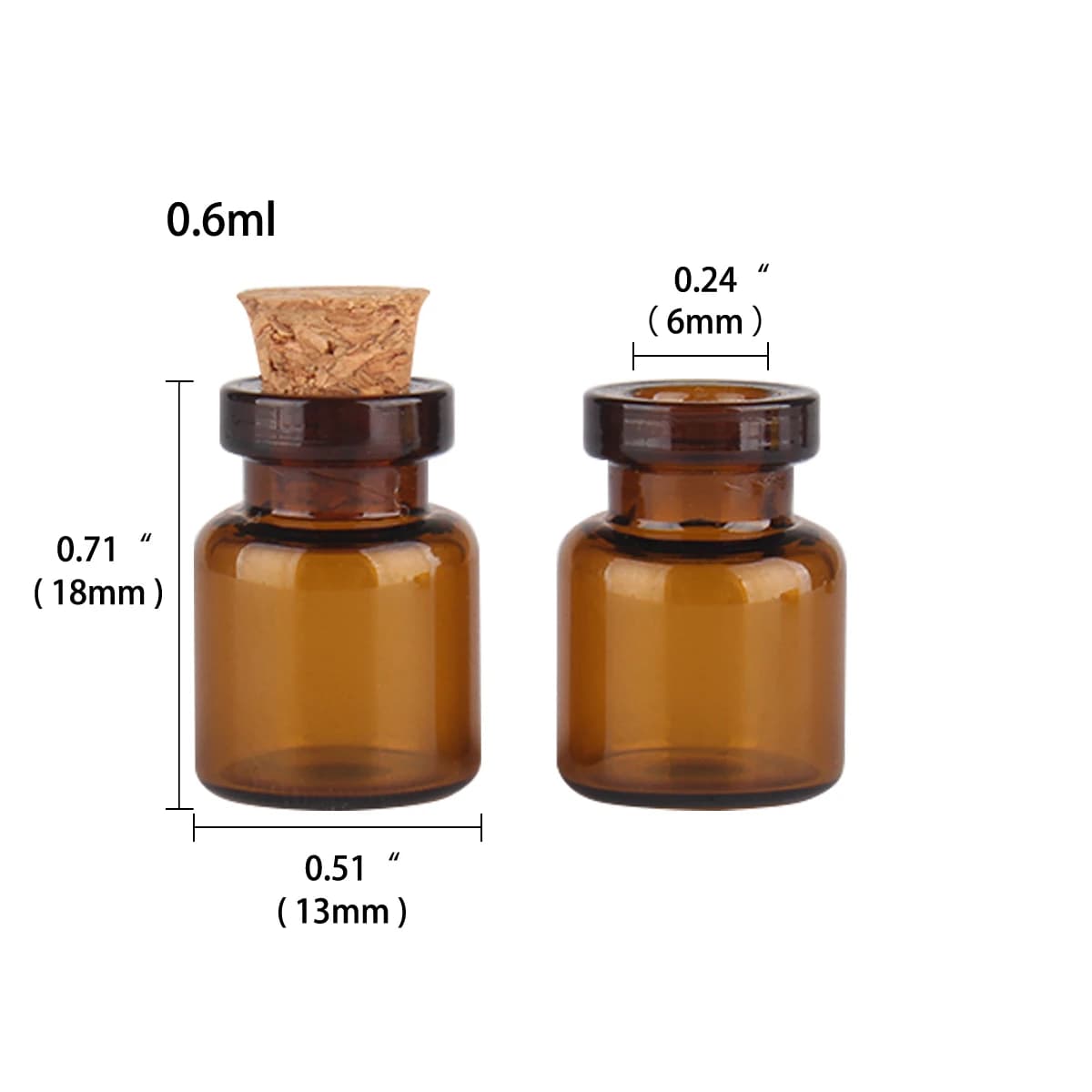 Mini bouteilles en verre ambre de 0.5ml