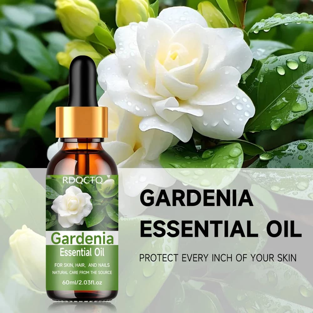 Huile essentielle de gardénia naturelle pour le soin de la peau, des cheveux et des ongles : huile hydratante florale pure avec compte-gouttes 40/60 ml