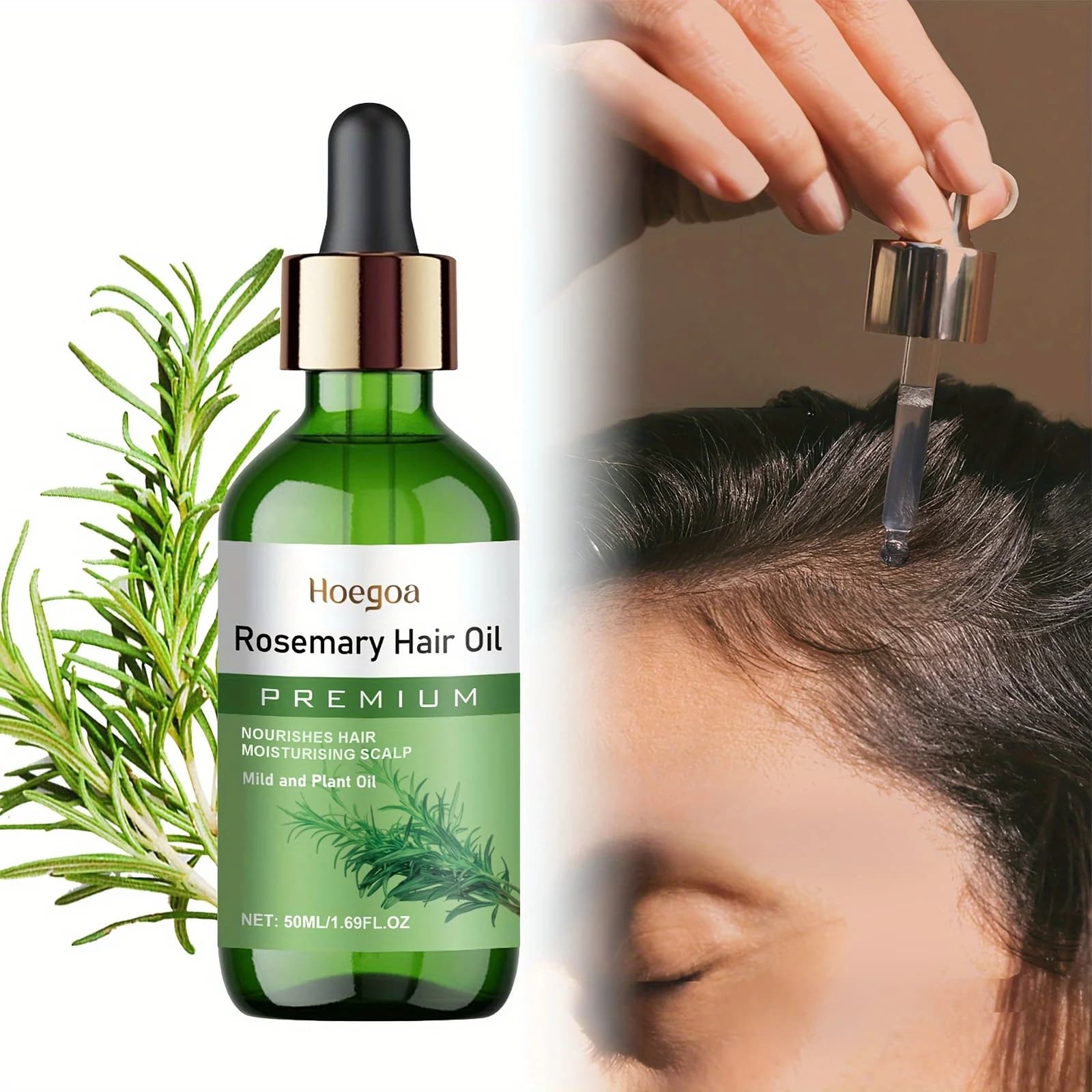 Huile capillaire à la rosemaine 50 ml, contient de la graisse de batana et de la graisse de ricin, nourrissante, hydratante, lissante, anti-chute de cheveux, repousse rapide, cheveux épais