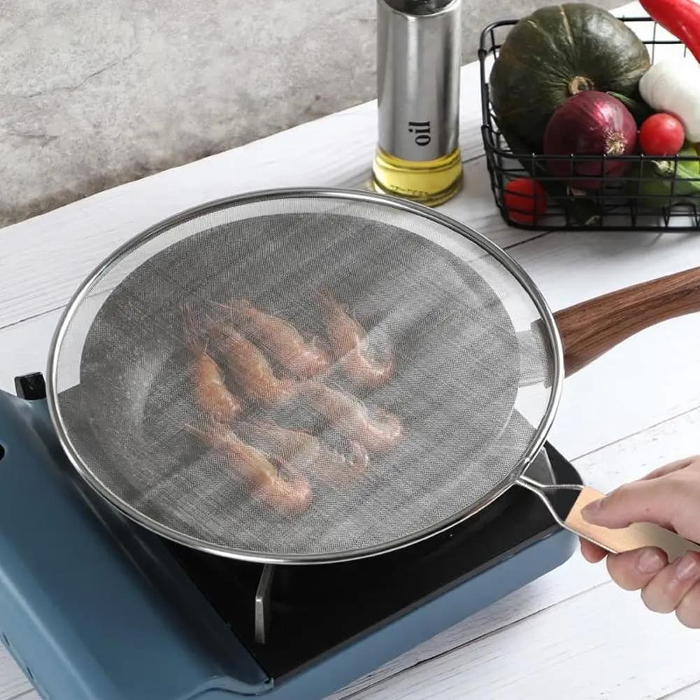 Pot huile de friture couvercle de cuisson outils de cuisine graisse éclaboussures écran gardes maille Anti