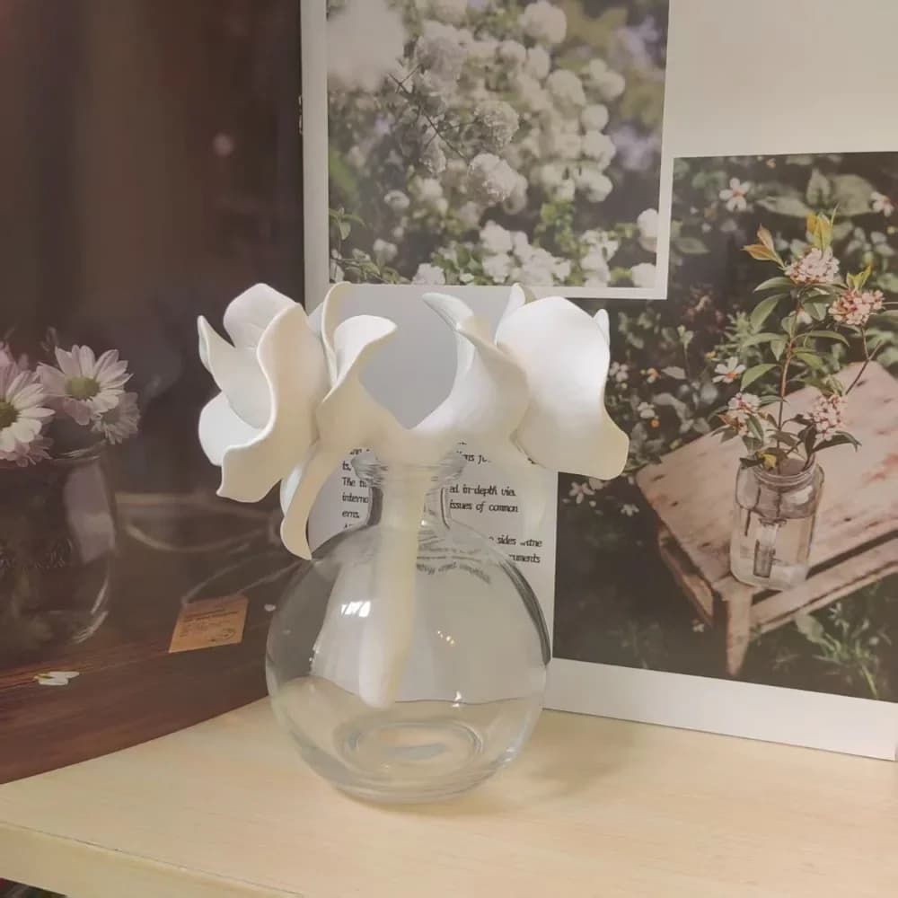 Diffuseur de fleurs d'orchidée en céramique à double tête, fleur en céramique blanche artisanale de qualité supérieure pour la décoration de la maison et les cadeaux