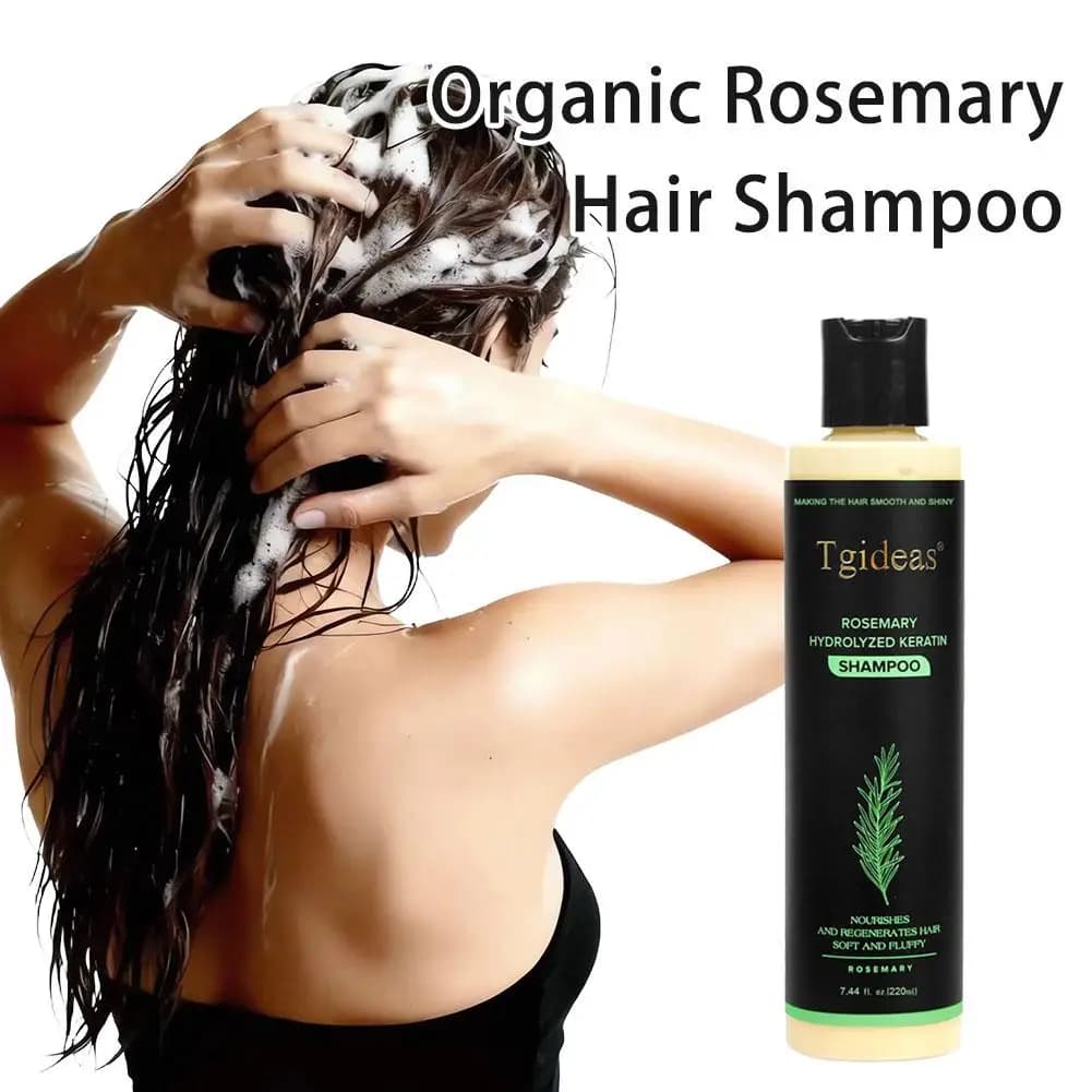 Shampooing pour la croissance des cheveux à l'huile de romarin biologique, nourrit en profondeur les follicules pileux, favorise la circulation sanguine du cuir chevelu, réduit la perte de cheveux