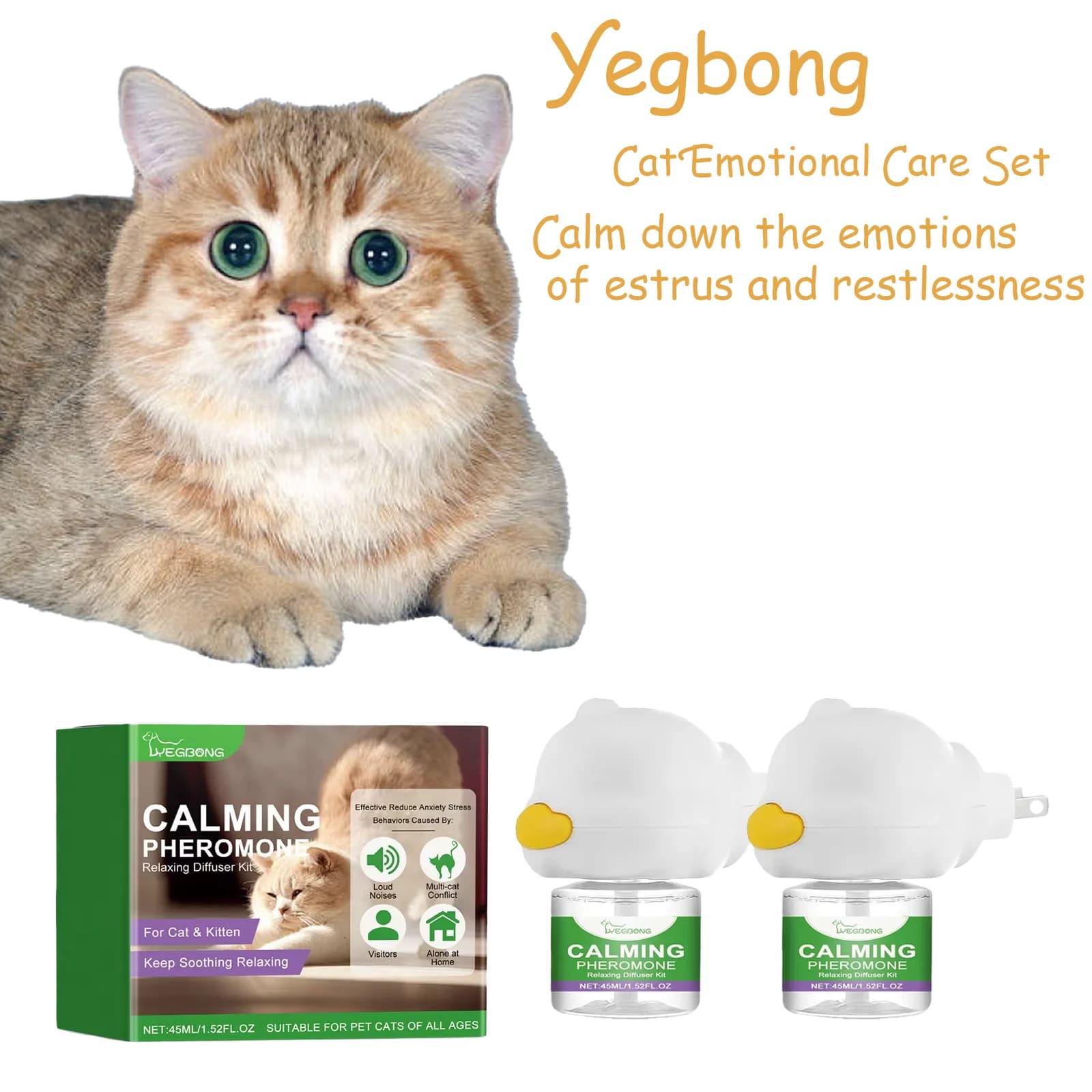 Diffuseur apaisant pour chat : relaxant au phéromone enfichable pour chats – Réduit l'anxiété et prévient l'onglet, avec liquide apaisant inclus