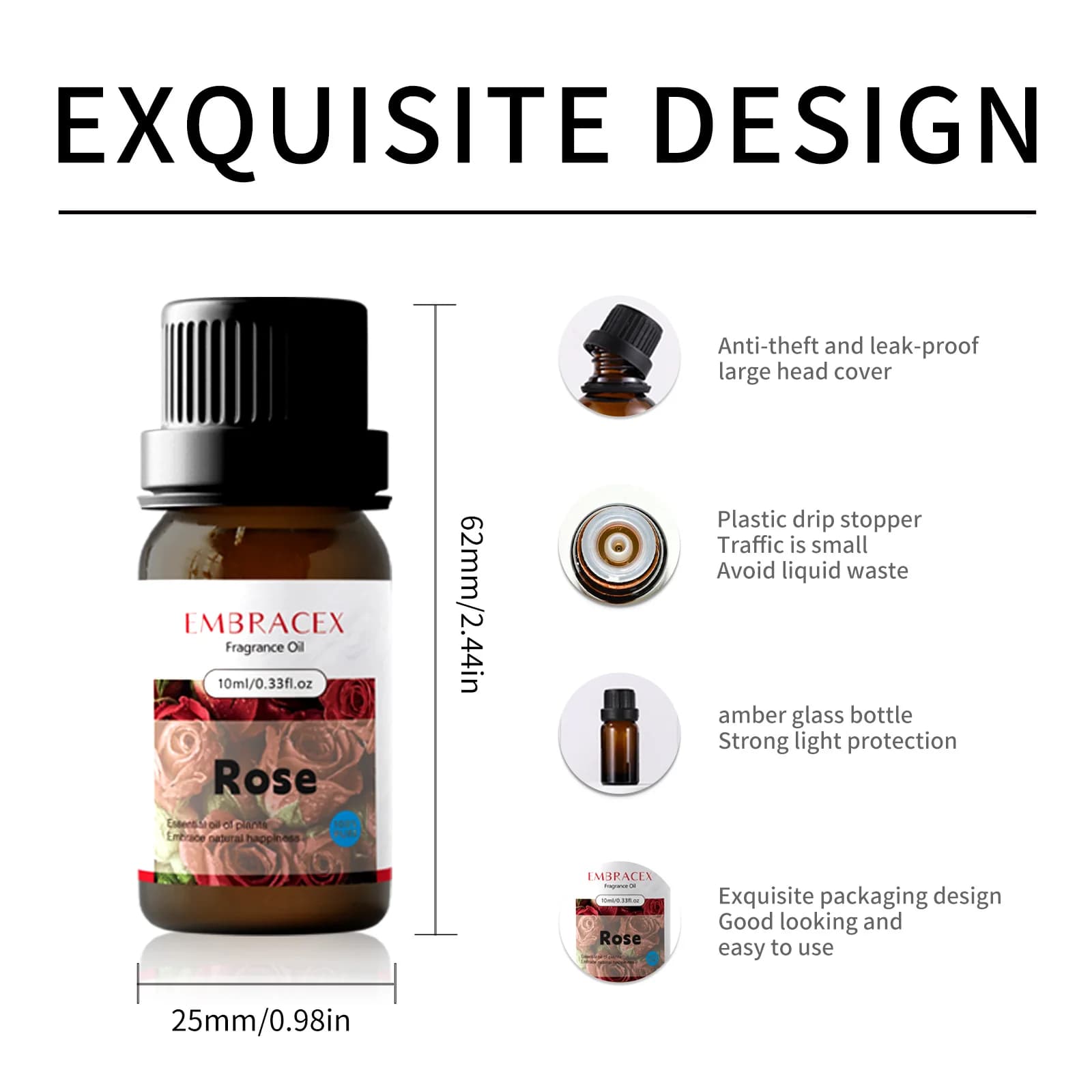 Huiles essentielles de rose 10 ml, huile de massage, huile essentielle 100% pure naturelle, soins de la peau, cadeaux