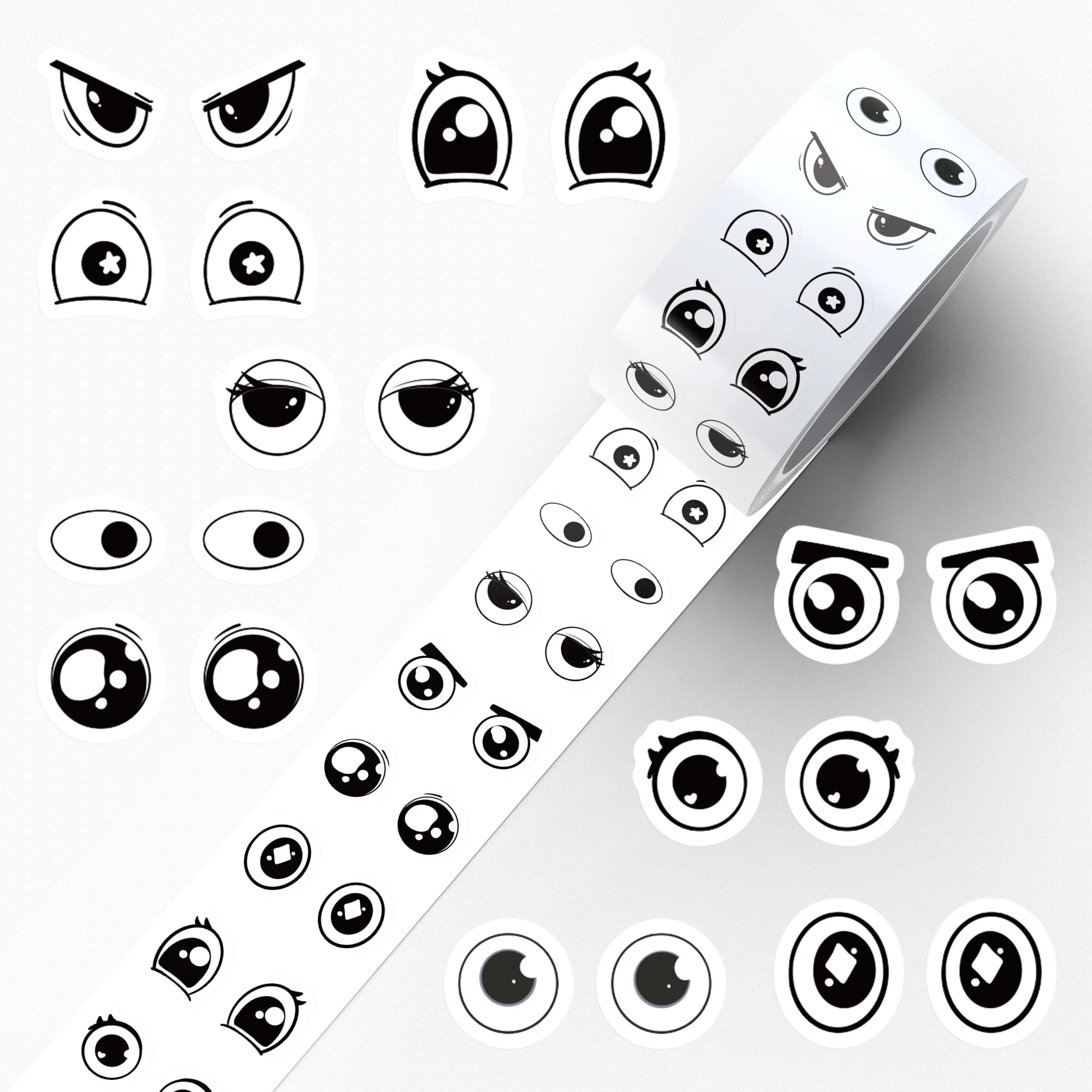 500 pièces Anime yeux rouleau autocollants décalcomanies pour ordinateur portable Scrapbook Skateboard valise guitare bricolage esthétique étanche autocollants