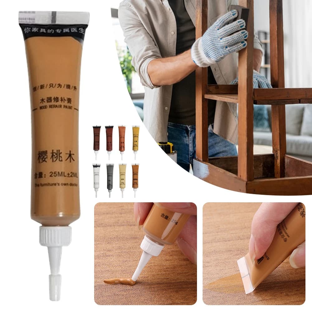 Pâte de réparation du bois, mastic de réparation, remplissage de revêtement pour sol en bois, peinture de remplissage, réparation de meubles en bois, pâte de calfeutrage de porte, 1 pièce