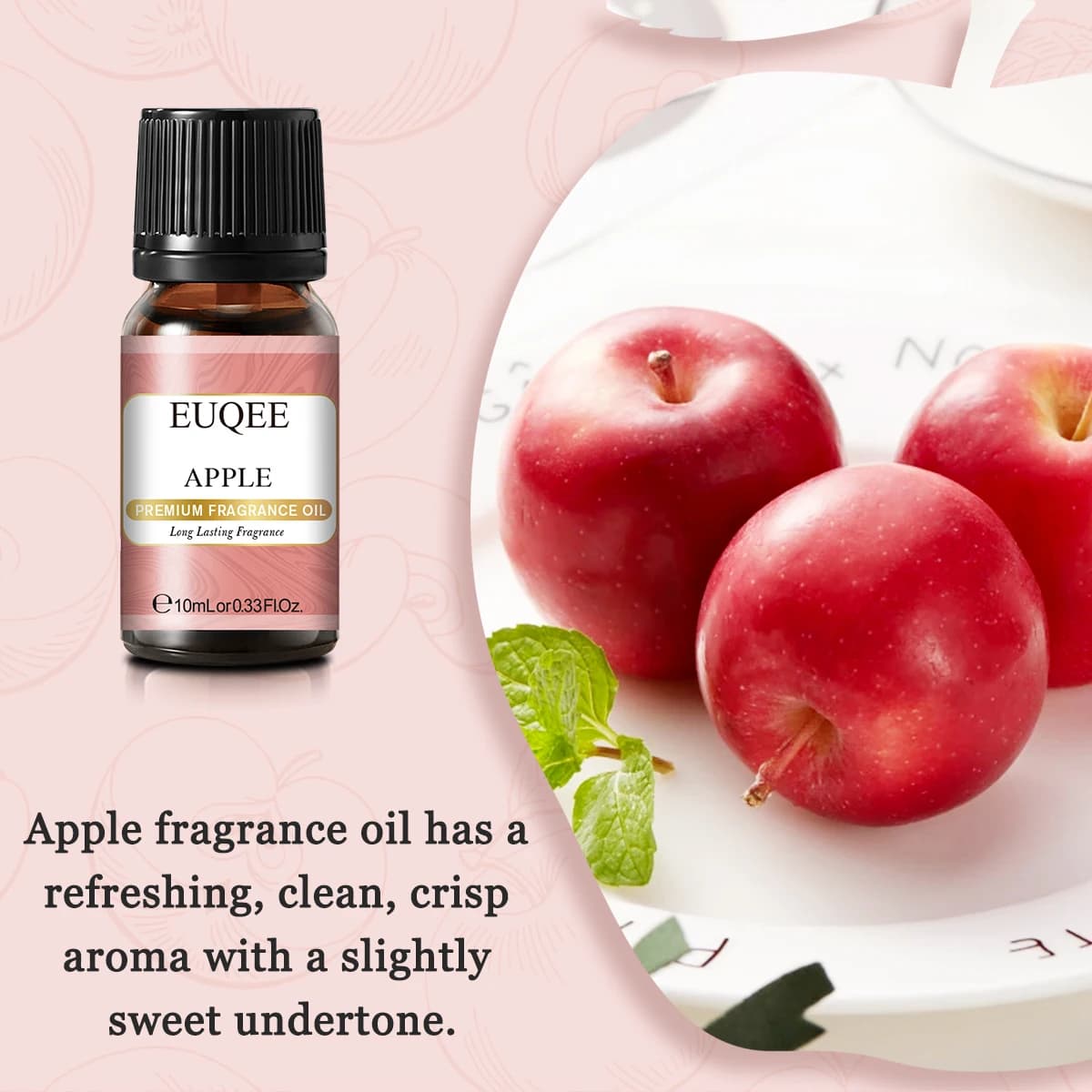 EUQEE 10ML 10ML huile parfumée de fruits sucrés pour l'aromathérapie, fabrication de bougies, savon bricolage, pomme, mangue, fraise, cerise, noix de coco, pêche