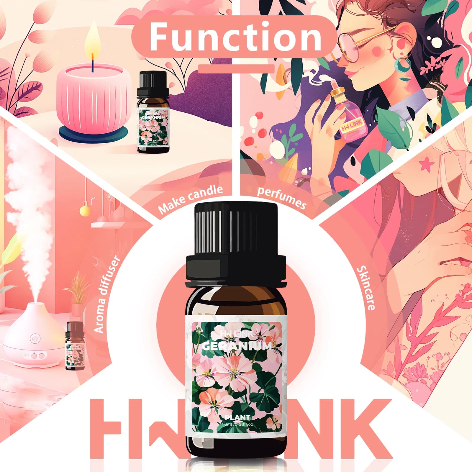Huile essentielle de géranium 10ml 100% naturelle pure pour diffuseur et aromathérapie