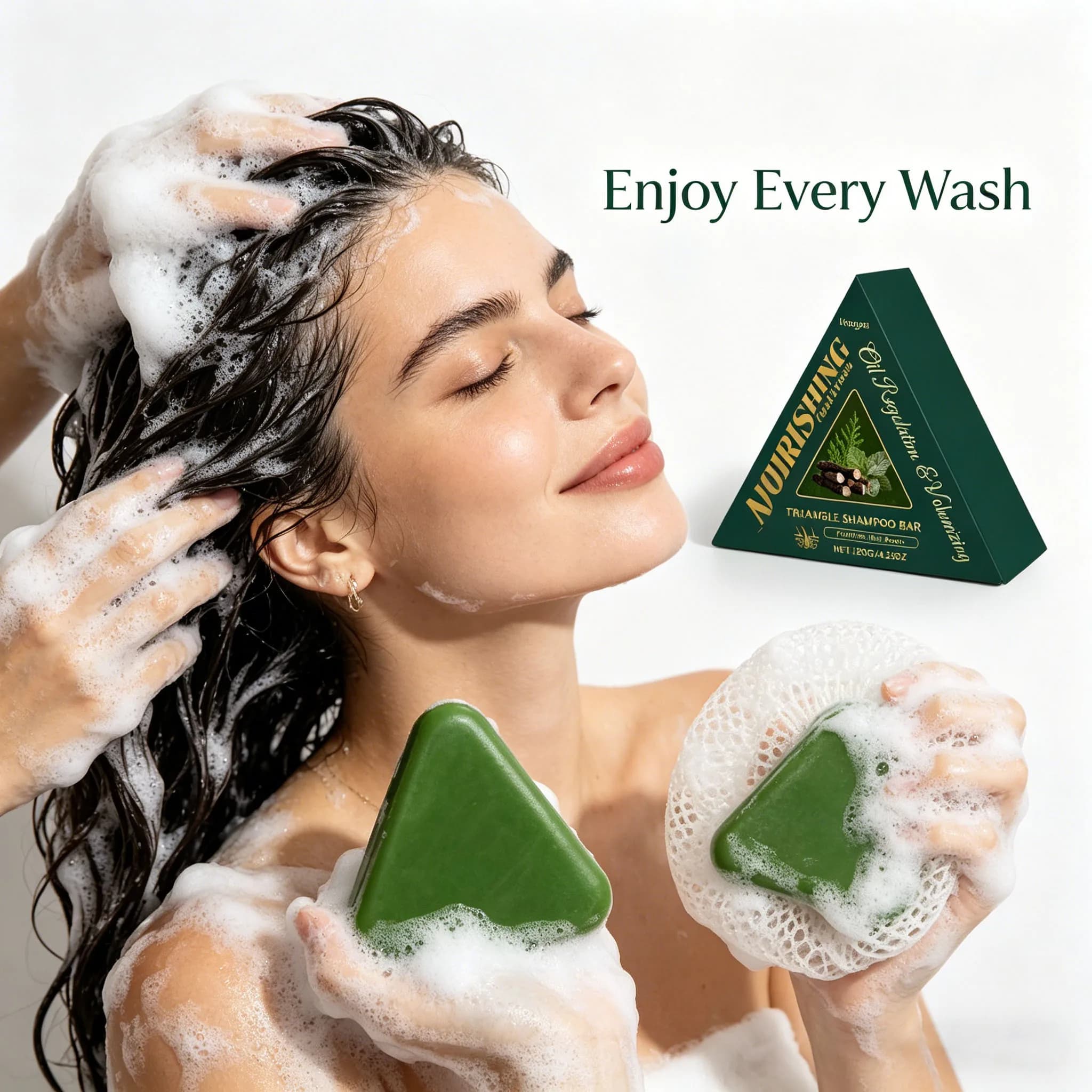 Savon Shampoing Herbal Nettoyant Doux pour le Cuir Chevelu, Rafraîchissant, Contrôle du Sébum, Anti-Pelliculaire, Purifiant, Réduit la Casse, Nourrit les Racines des Cheveux