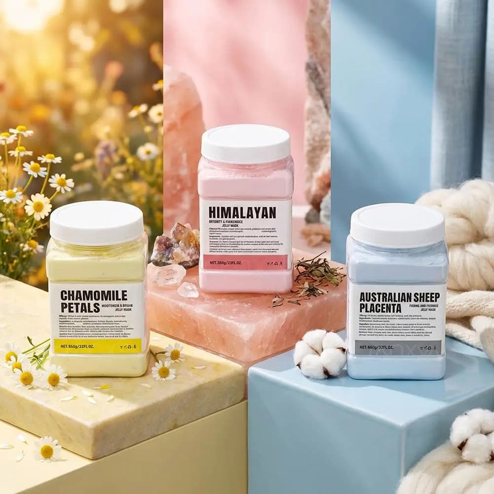 Masque en poudre de gelée à l'acide hyaluronique et à la camomille 650g, extrait de rose, hydratant, nourrissant, élasticité de la peau, soin du visage, masque de spa
