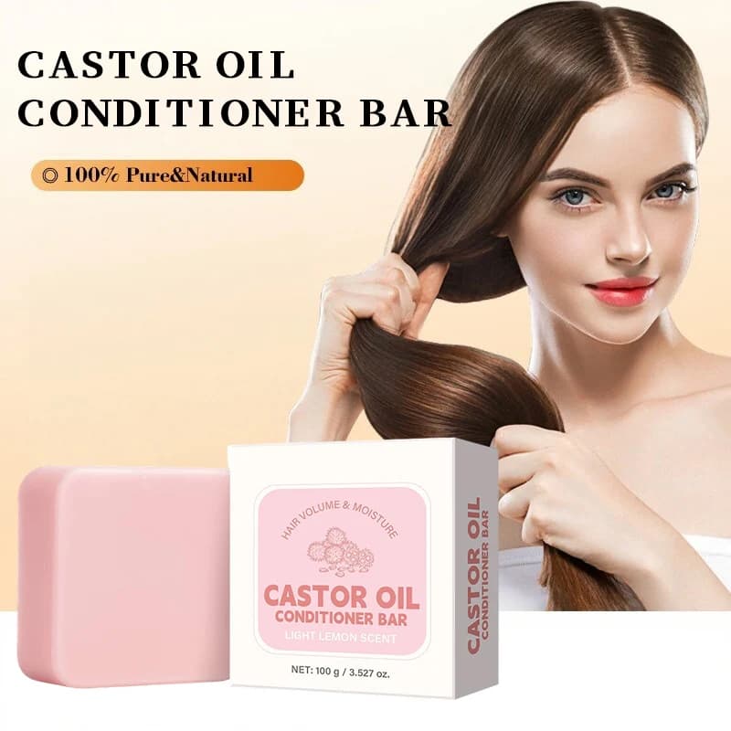 Barre de savon revitalisante à l'huile de ricin, shampoing solide hydratant et nourrissant, soin renforcé des racines des cheveux, pour cheveux secs, crépus et endommagés