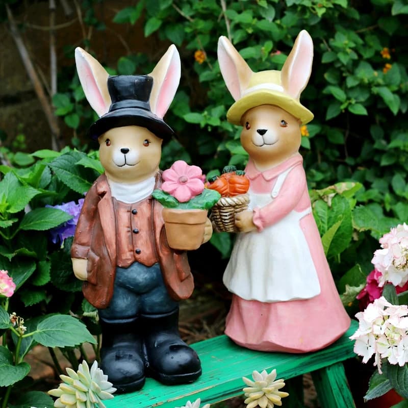 Statue de jardin de lapin en plein air
