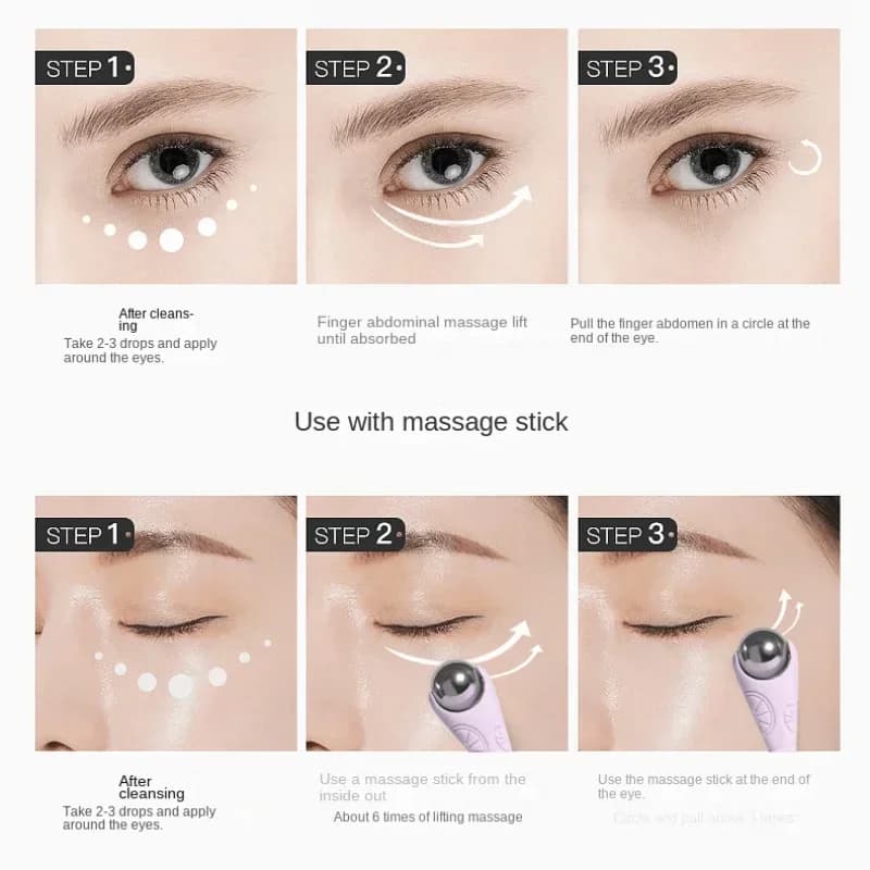 Un rouleau de massage oculaire manuel à double extrémité avec un design doux à rouler pour les délicats traitements oculaires