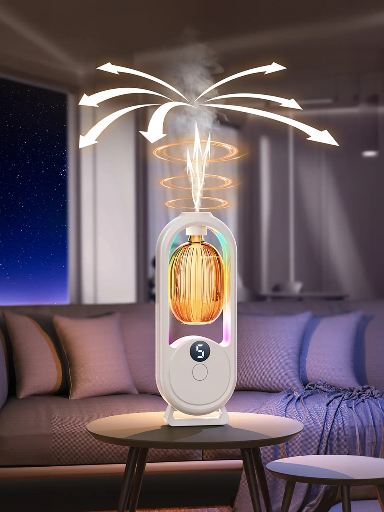 Diffuseur d'aromathérapie portable rechargeable - Machine de thérapie aux huiles essentielles - 6 types d'huiles d'aromathérapie -5 modes de pulvérisation