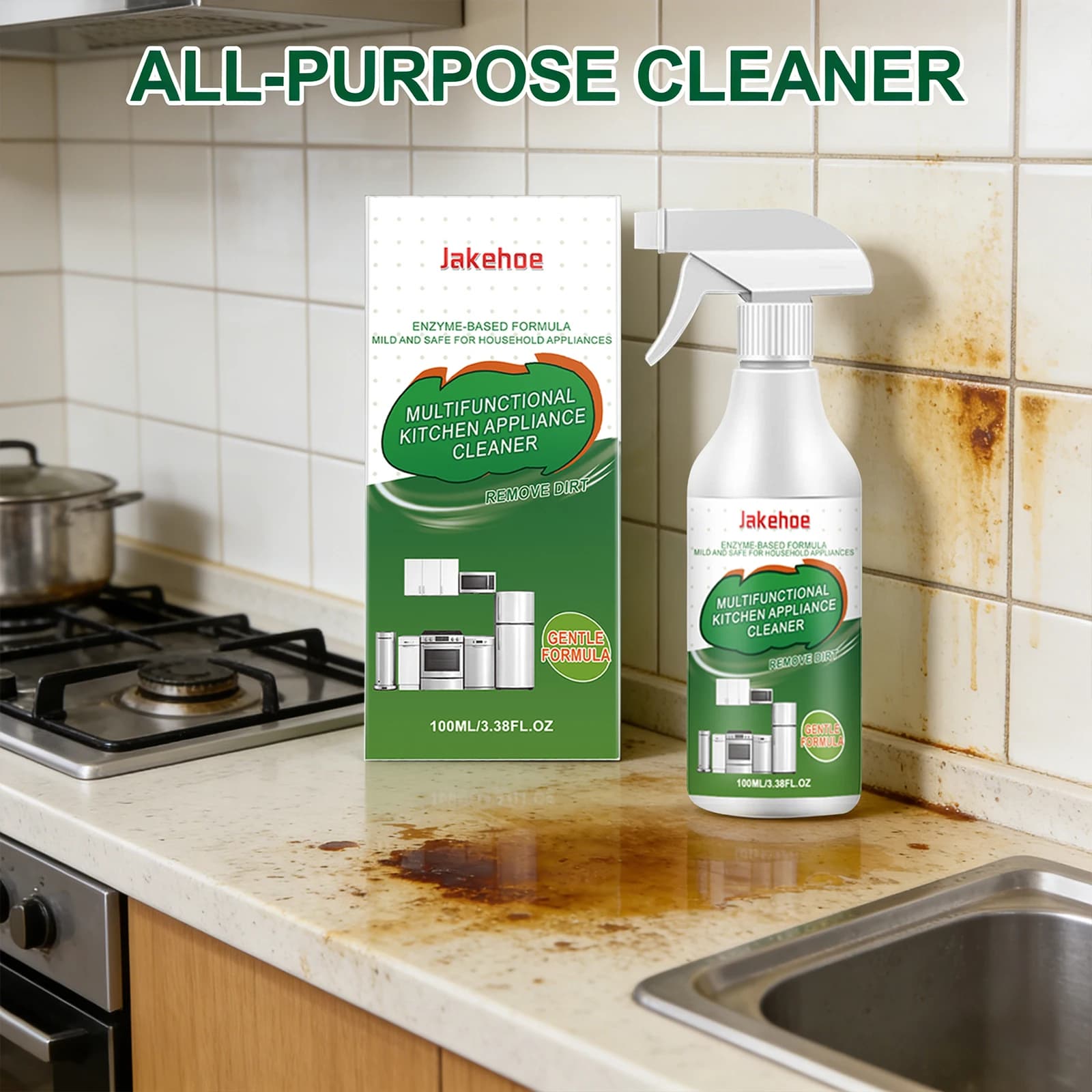 Nettoyant pour appareils de cuisine, dissout les taches d'huile tenaces, réduit les odeurs, restaure la douceur des surfaces, rafraîchissant, dégraissant multifonctionnel