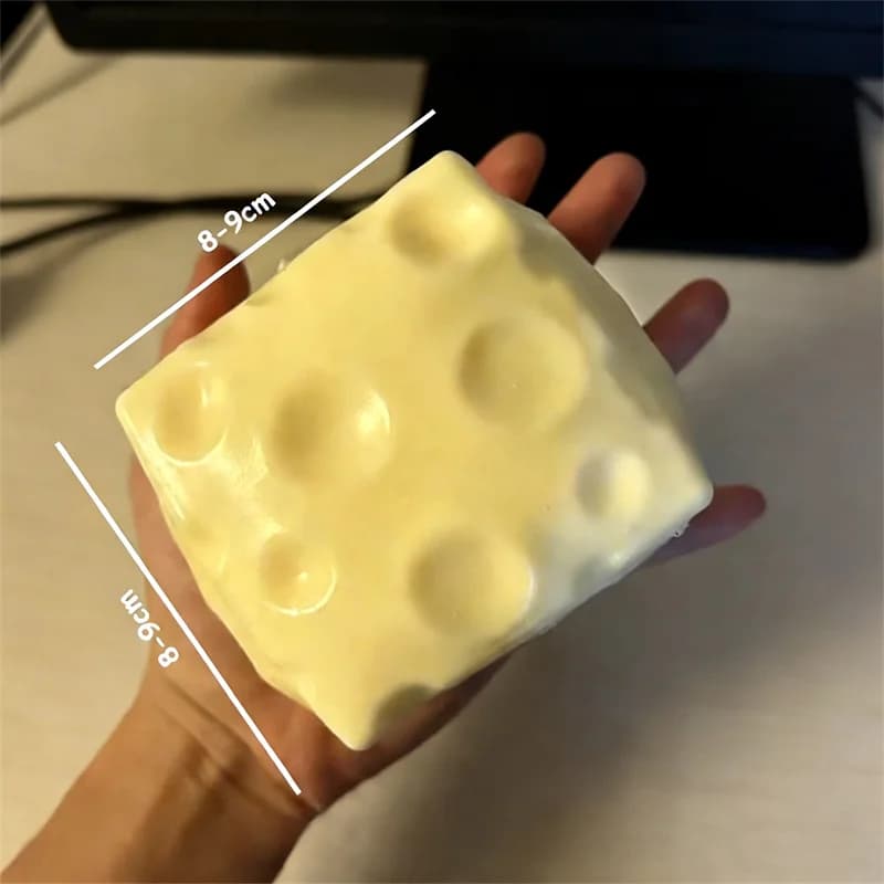 Balle anti-stress géante en forme de cube de fromage, jouet sensoriel souple à pincer, jeu amusant, cadeau de festival
