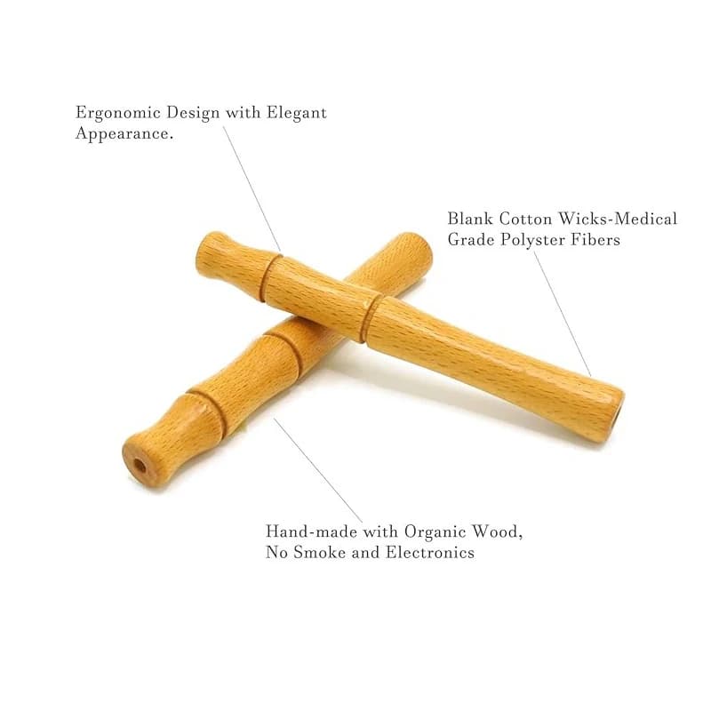 Inhalateur d'aromathérapie pour huiles essentielles, bâton d'inhalateur pour arrêter de fumer, diffuseur personnel en bois pour huiles essentielles
