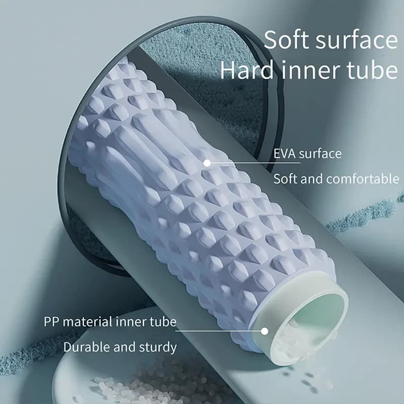 Rouleau en mousse à pois de 45 cm, rouleau de yoga 3D pour massage musculaire complet du corps et rééducation