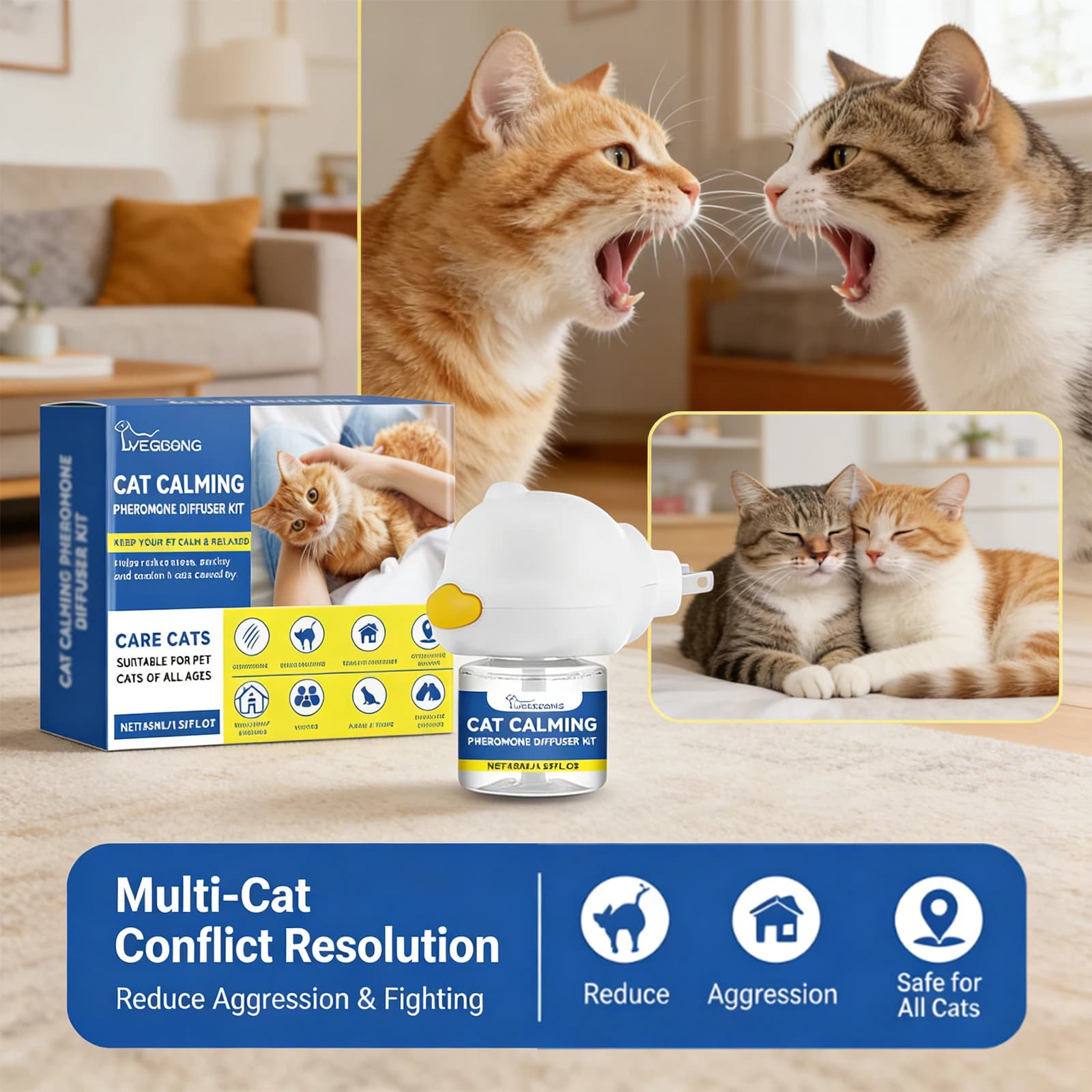 Kit de diffuseur de phéromone apaisant pour chat