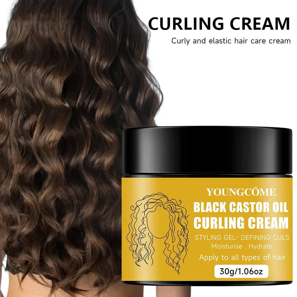 Après-shampooing à l'huile de ricin noir, traitement ultra hydratant et définissant les boucles pour cheveux secs et bouclés | Démangler, répare les dommages