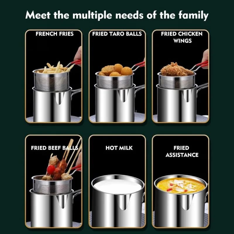 Friteuse en acier inoxydable, petite friteuse domestique avec filtre, pour frites et ailes de poulet, friteuse multifonctionnelle pour la maison