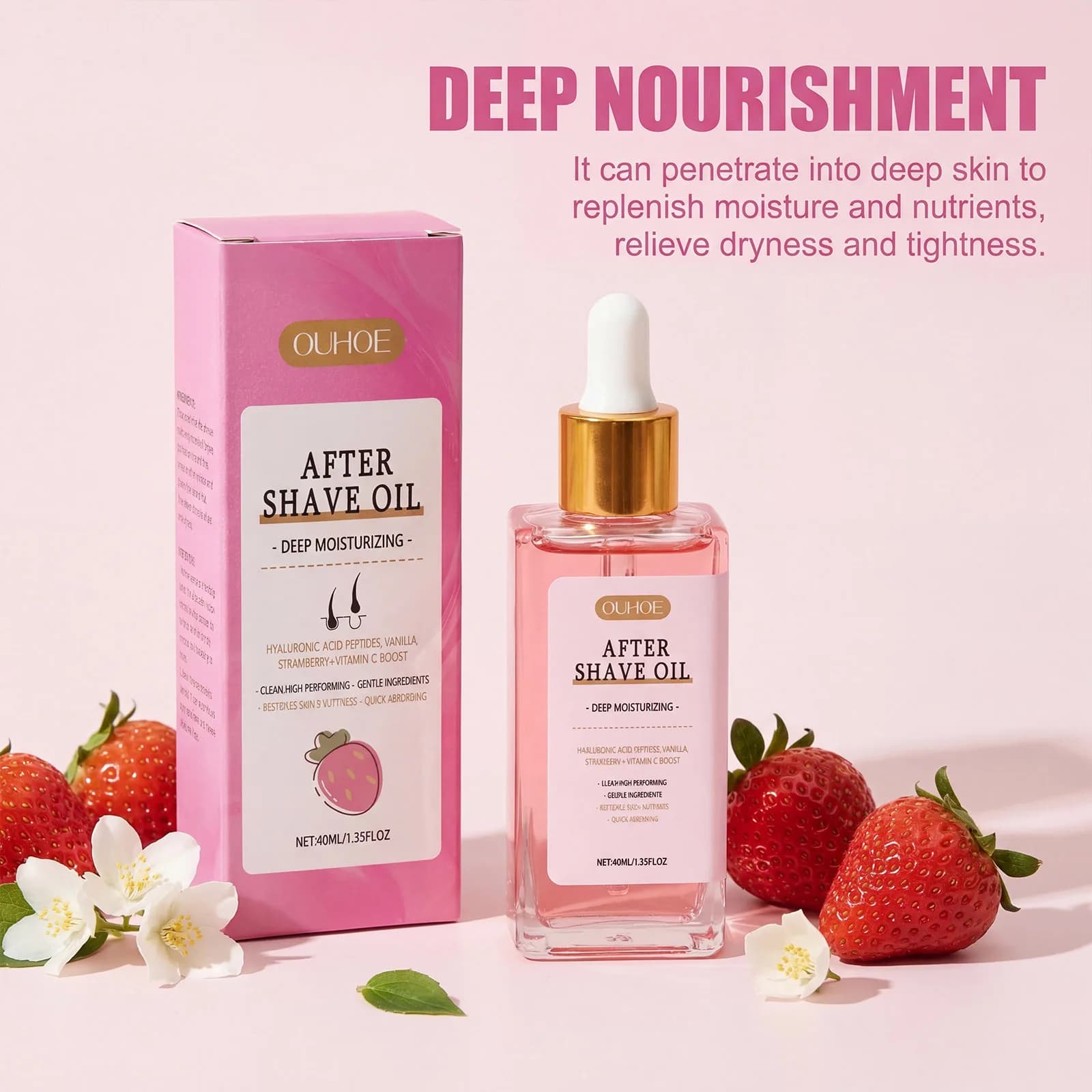 Huile après-rasage à la fraise, apaisante, hydratante, lissante, douce, nourrissante pour la peau, soin de l'épilation, huile essentielle pour femmes et hommes