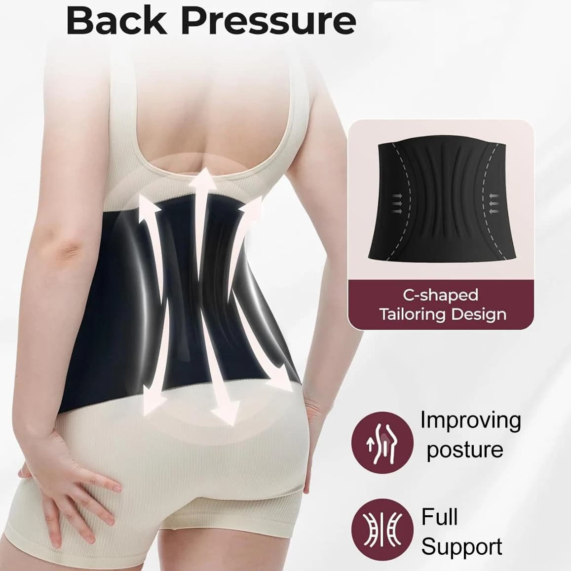 Ceinture abdominale post-partum pour césarienne et accouchement vaginal, avec soutien dorsal ergonomique et effet liftant 3D