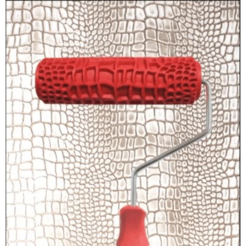 Rouleau de peinture à motifs texturés avec poignée rouge