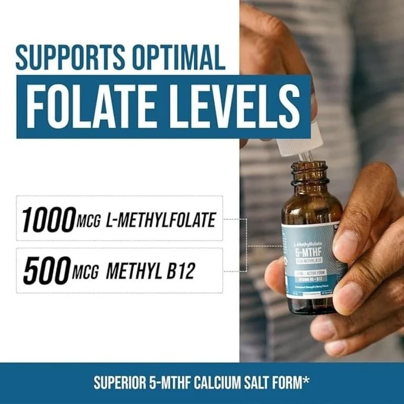 Offre Spéciale : Gouttes liquides de méthylfolate à absorption élevée – Complément d'acide folique actif pour le soutien quotidien de la nutrition corporelle