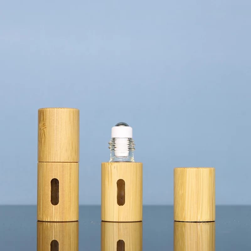Bouteille fendue d'huile essentielle avec bouchon en bambou naturel, bois Mars, perle de marche, fenêtre, pad-embouteillage de nouilles, rouleau à rouler, 3ml, 5ml, 10ml