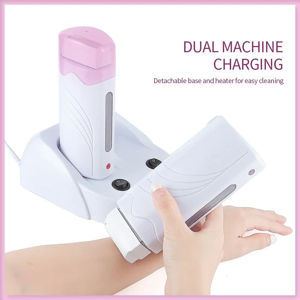 Chauffe-cire électrique portable pour épilation, double applicateur roll-on, pour hommes et femmes, usage domestique