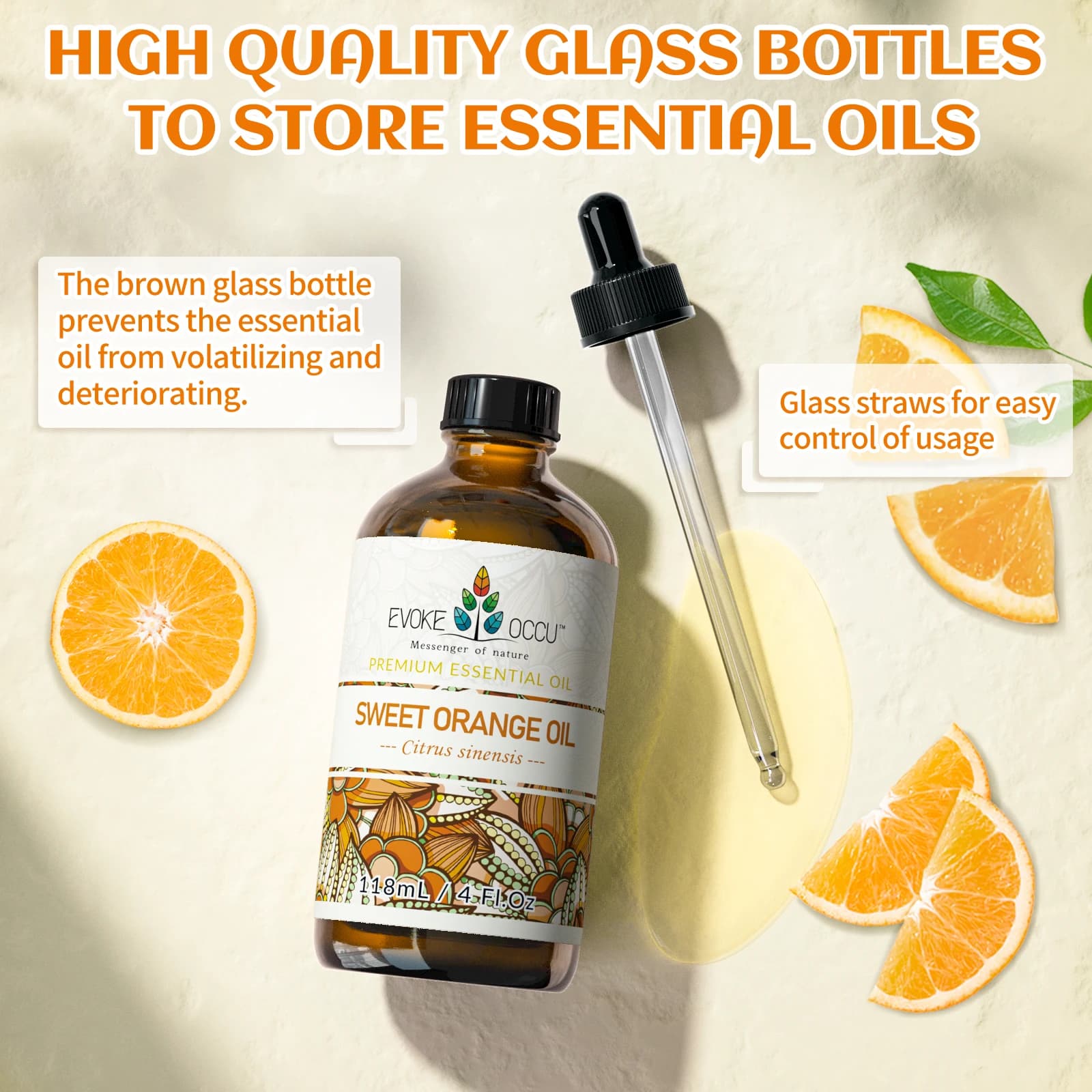 EVOKE OCCU 118ML huile essentielle Orange citronnelle camomille huile d'aromathérapie naturelle Pure pour diffuseur propre bricolage bougie savon