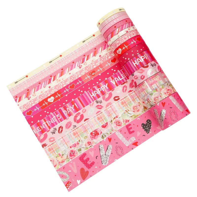 10-21 rouleaux de ruban Washi d'amour de noël, autocollant de masquage en feuille d'or, matériel de Collage, ensemble de rubans décoratifs pour Scrapbooking, pour la saint-valentin