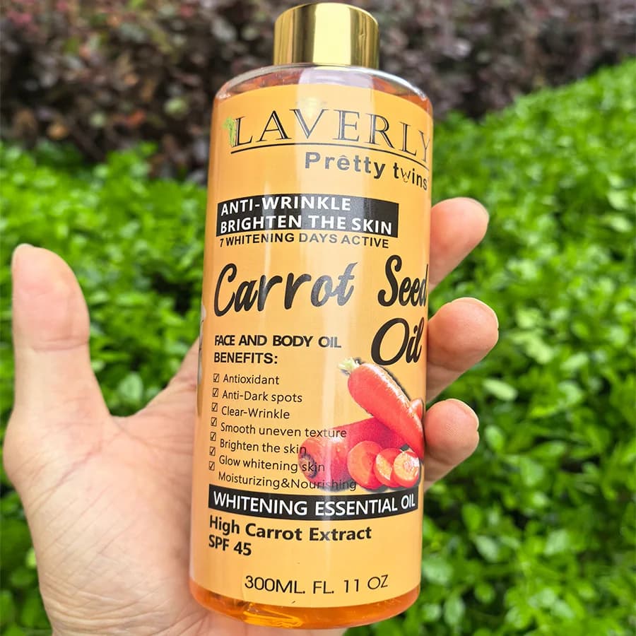 Huile corporelle hydratante à la carotte et au b-carotène 300 ml – Huile essentielle unisexe pour le corps, le visage et les mains