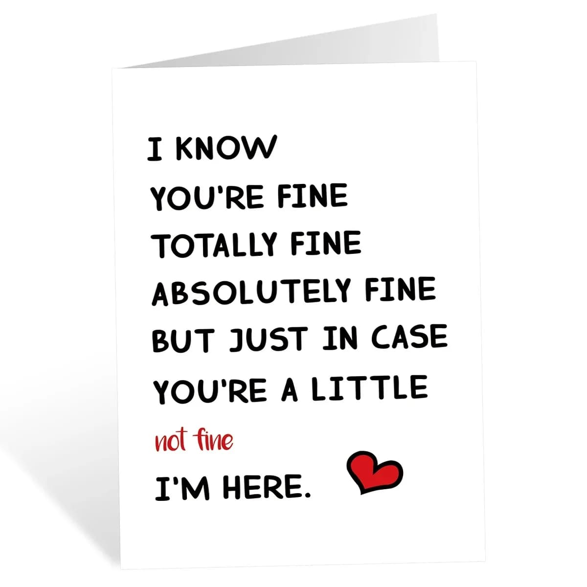 Tu es entièrement bien, je suis là pour toi, carte d'encouragement pour lui/elle, carte de vœux amusante, idée cadeau pour mari, femme, famille