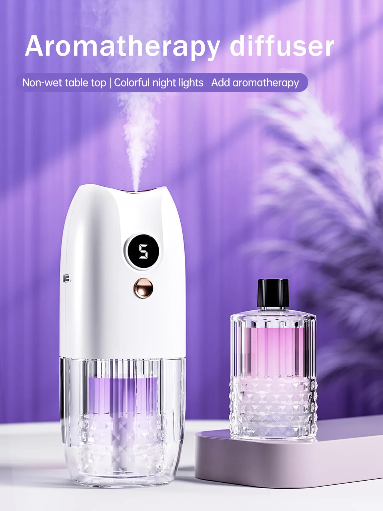 Diffuseur d'arôme portable rechargeable multifonctionnel, diffuseur d'huile essentielle, minuterie, désodorisant, voiture, maison, salon, salle de bains