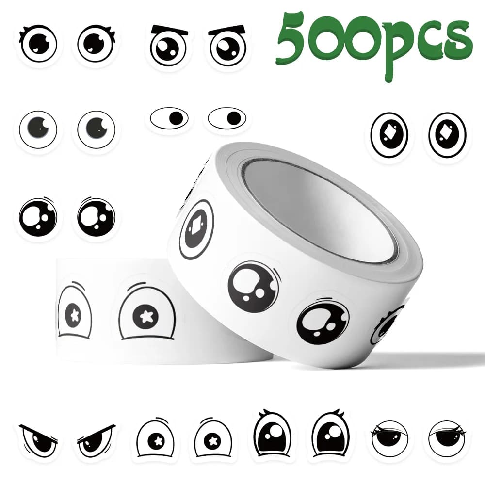 500 pièces Anime yeux rouleau autocollants décalcomanies pour ordinateur portable Scrapbook Skateboard valise guitare bricolage esthétique étanche autocollants