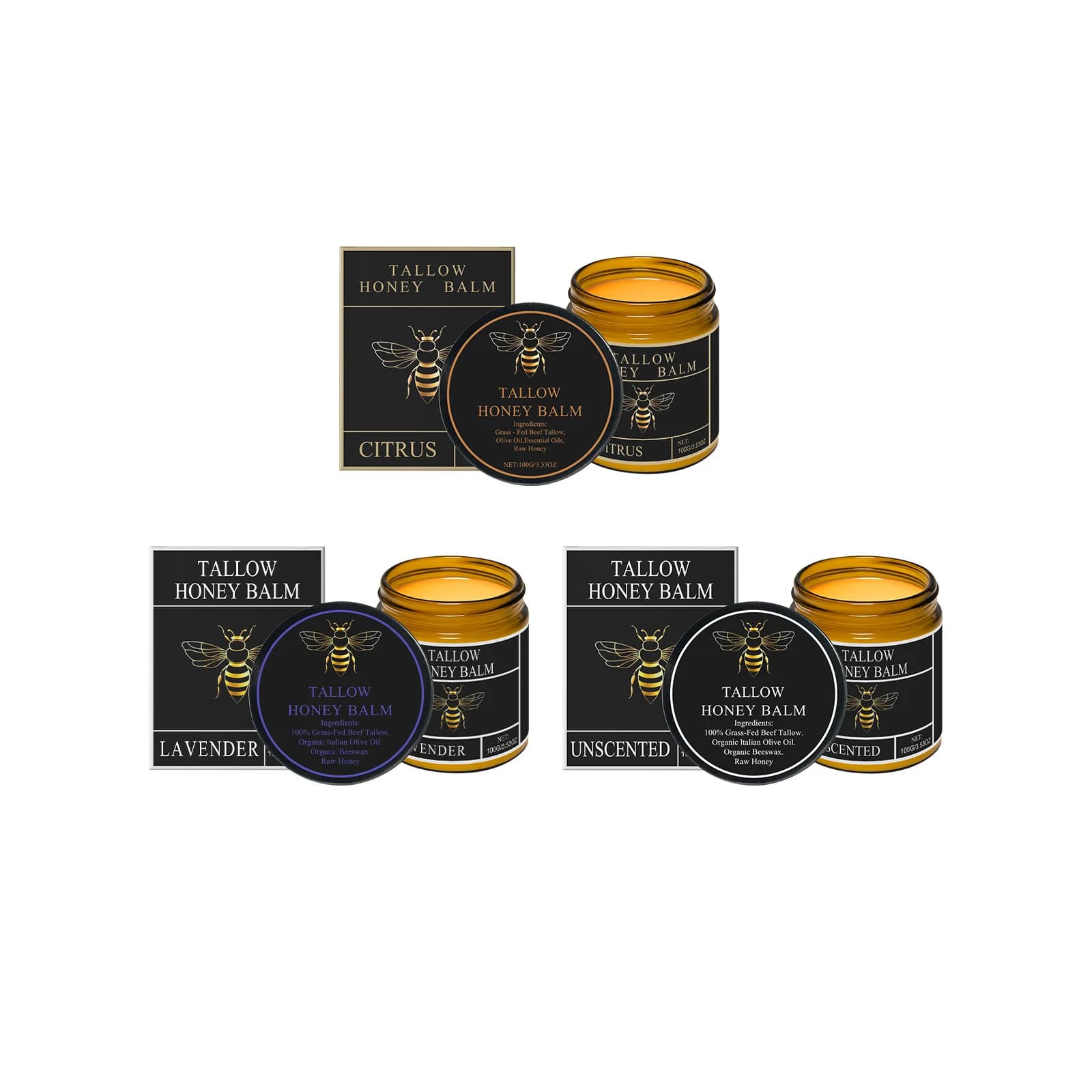 Baume au miel Tallow et hydratant longue durée pour la peau, raffermissant, nourrissant en profondeur, Non gras, pour l'élimination des taches foncées
