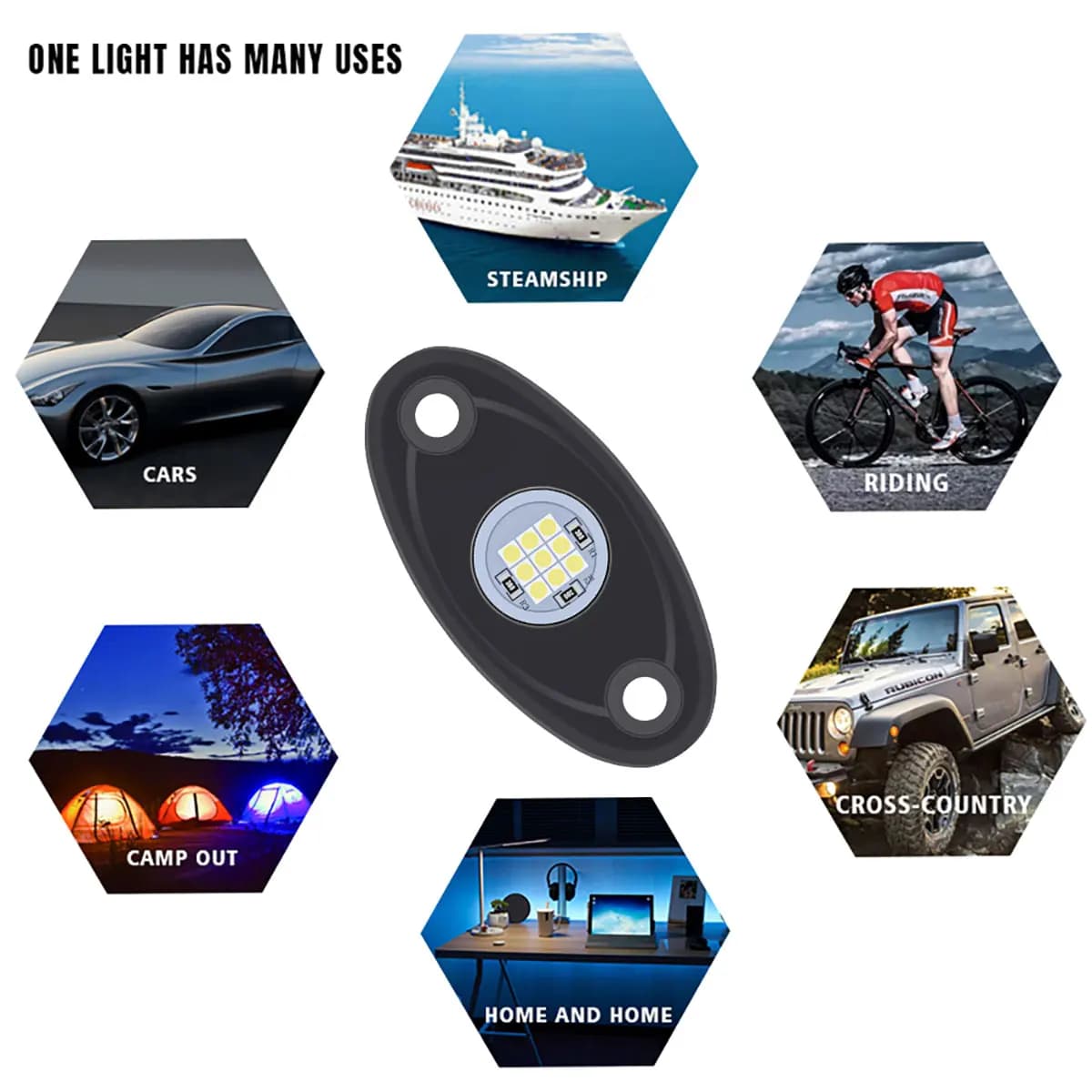 Lumière LED Rock pour roue de moto, lumière décorative d'ambiance pour Dune Buggy atv camion pick-up hors route Jeep SUV UTV