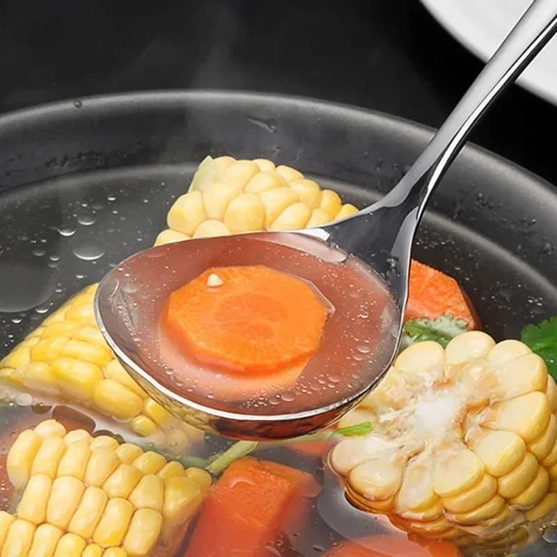 Cuillère à soupe épaisse à long manche en acier inoxydable